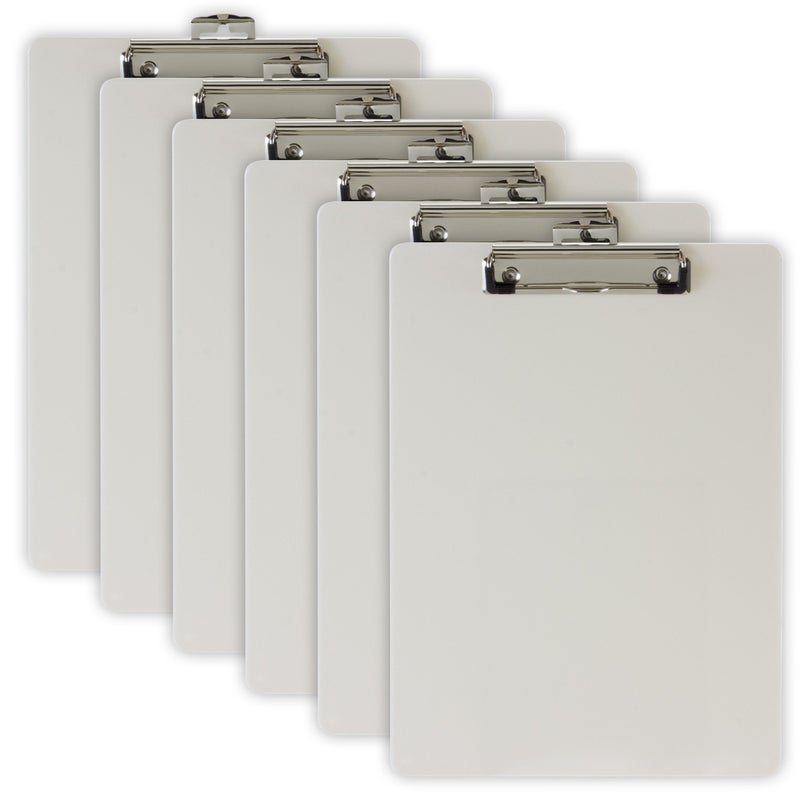 Officemate Recycled Plastic Clipboards, Letter Size, Pearl, Pack of 6 (83087) - Image 1